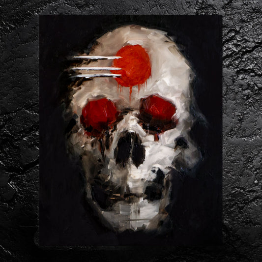 Skull Painting #9 - 8 x 10 Original Framed Oil Painting