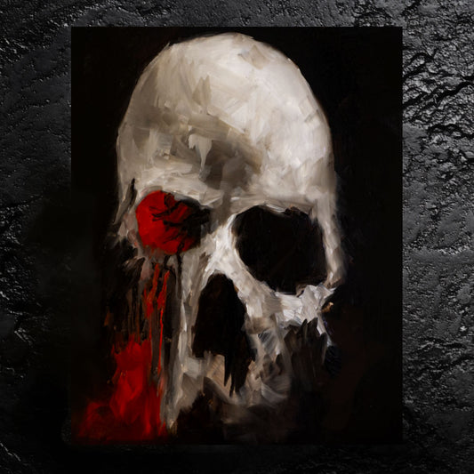Skull Painting #10 - 8 x 10 Original Framed Oil Painting