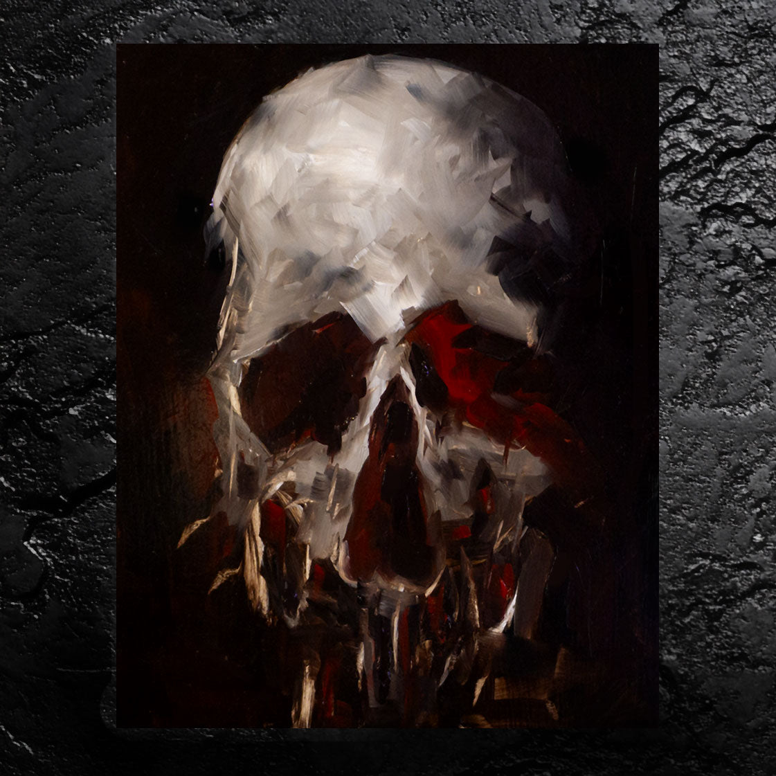 Skull Painting #4 - 8 x 10 Original Framed Oil Painting
