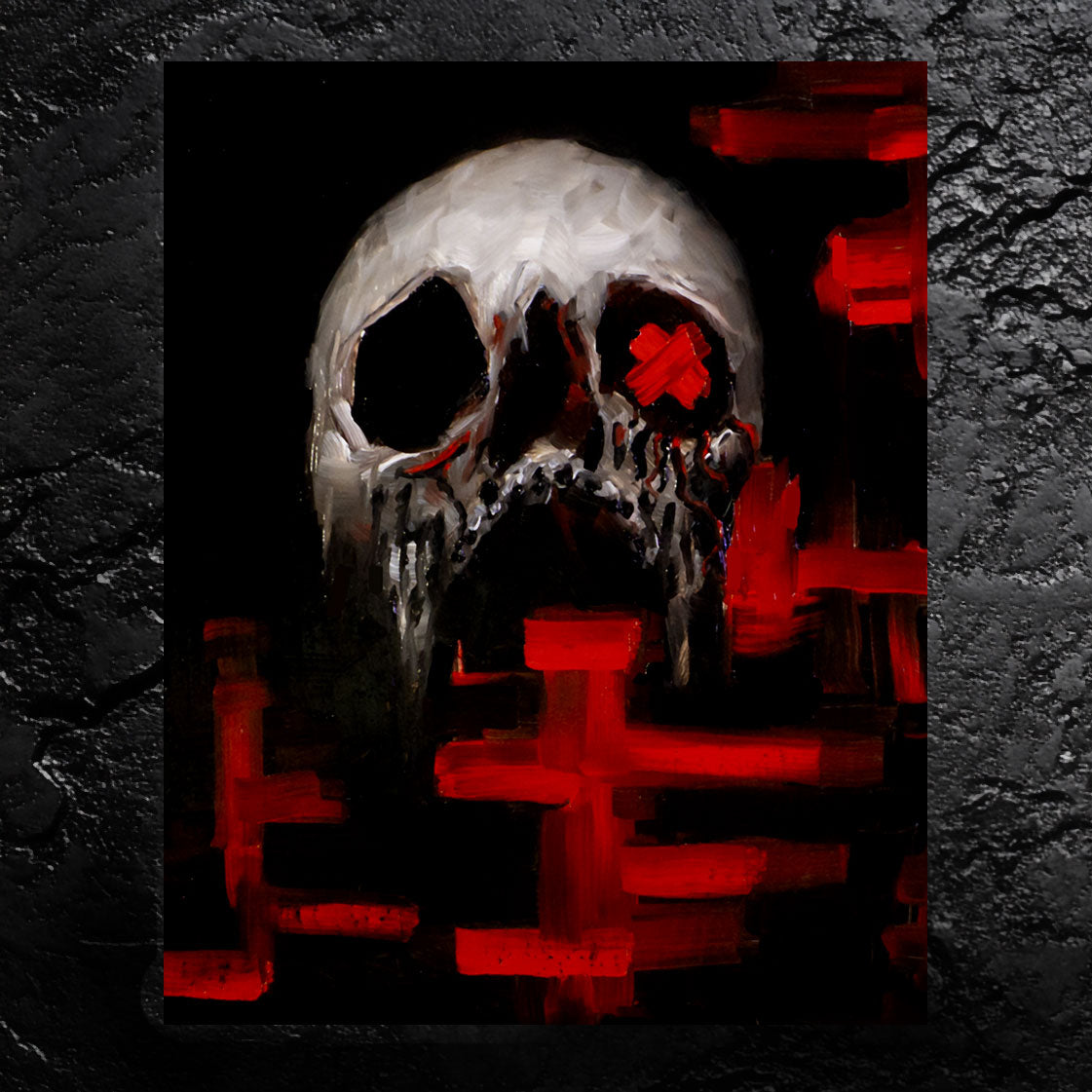 Skull Painting #5 - 8 x 10 Original Framed Oil Painting