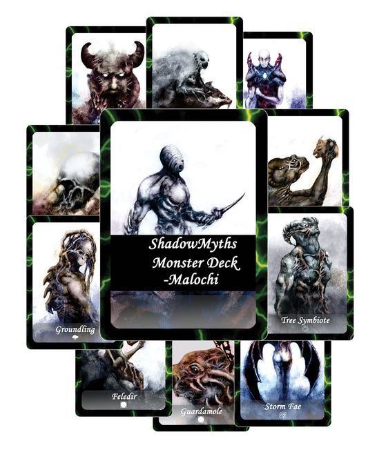 Malochi Deck of 35 Monster Cards with Downloadable PDF used in DnD and Writing