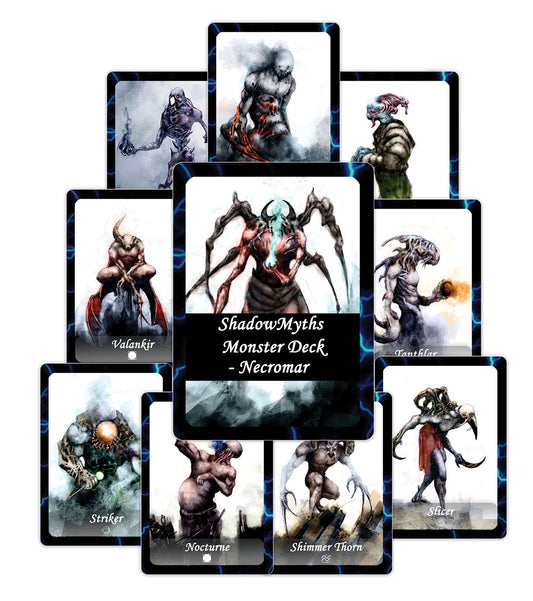Necromar Deck of 35 Monster Cards with Downloadable PDF used in DnD and Writing