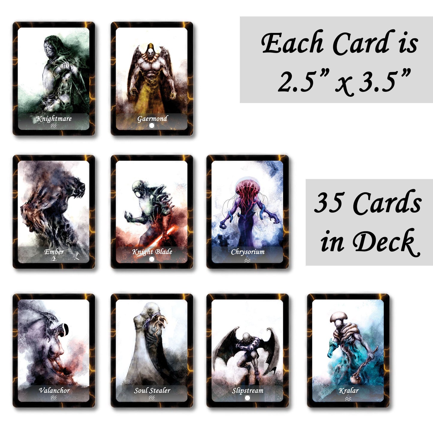 Kalan Deck of 35 Monster Cards with Downloadable PDF used in DnD and Writing