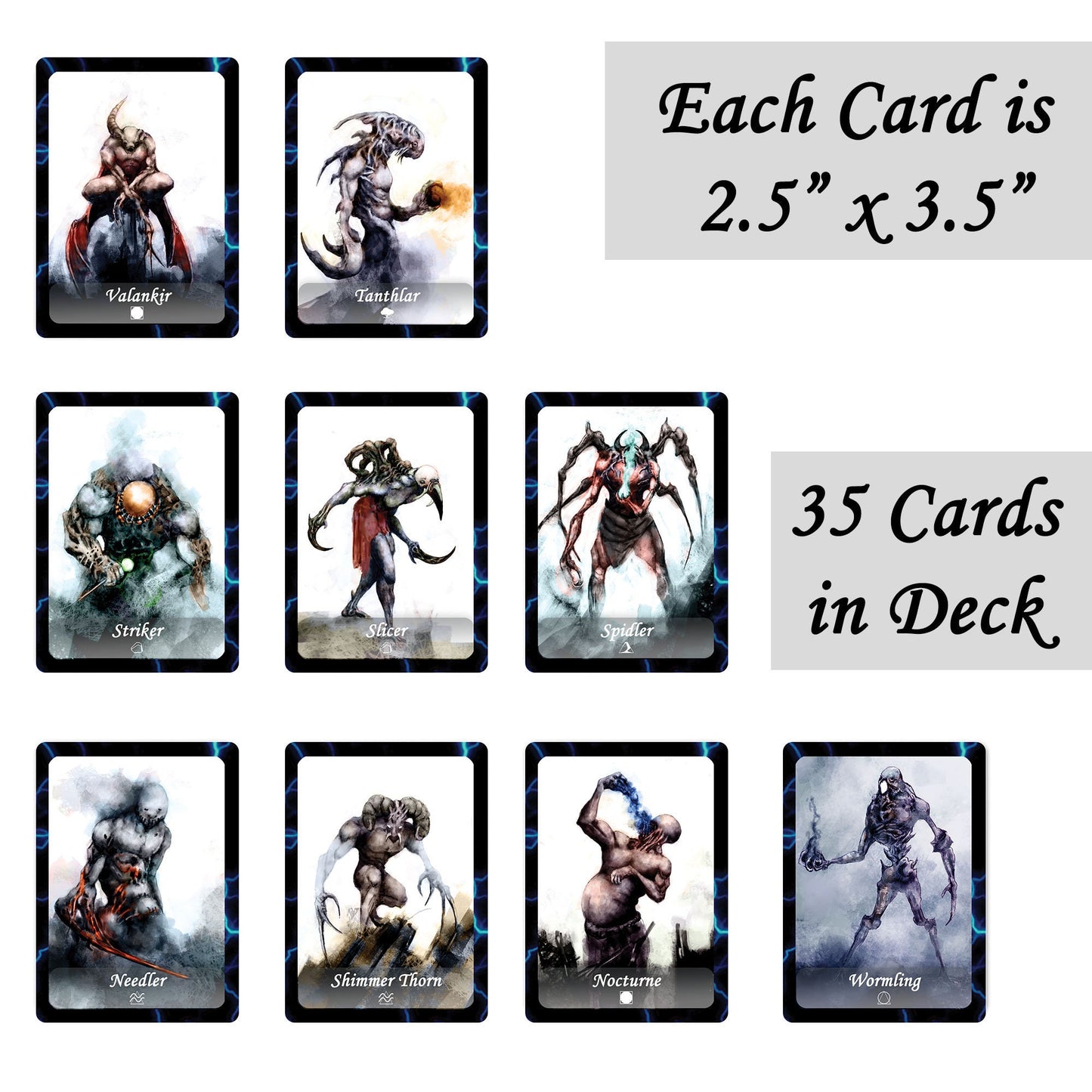 Necromar Deck of 35 Monster Cards with Downloadable PDF used in DnD and Writing