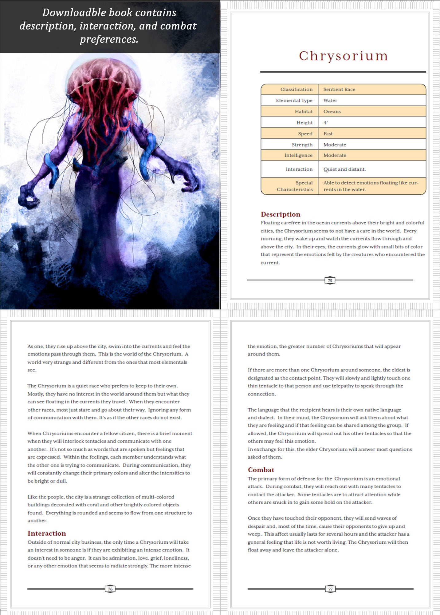 Kalan Deck of 35 Monster Cards with Downloadable PDF used in DnD and Writing